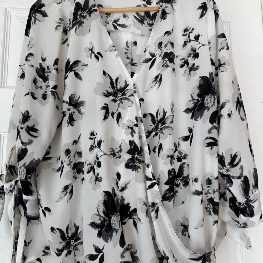 Floral Black and White Women's Top